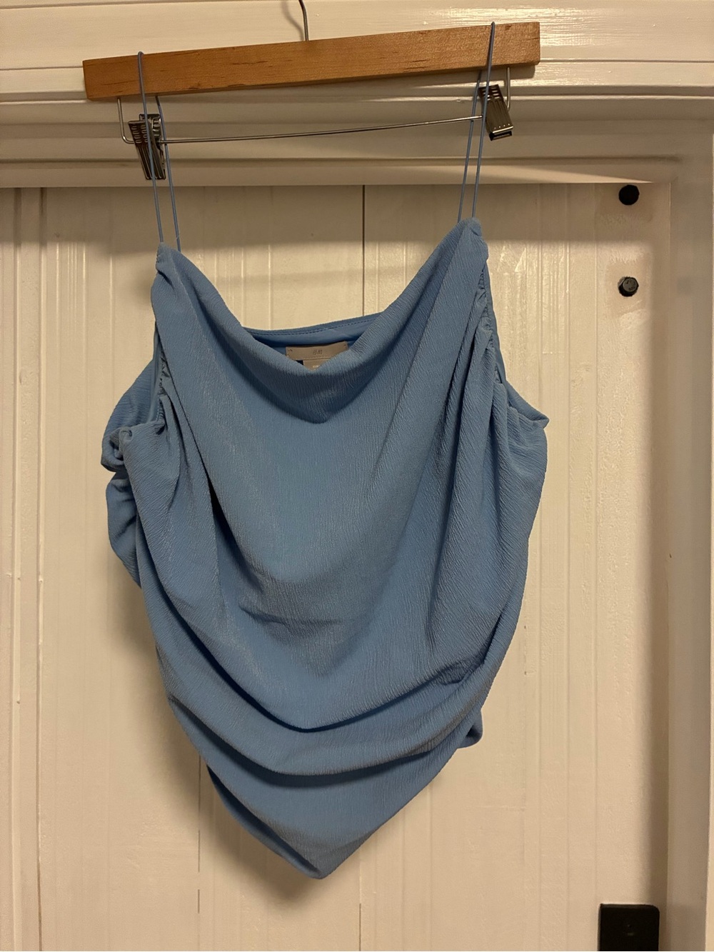 H&M Light Blue Draped Cowl Neck Tank Top